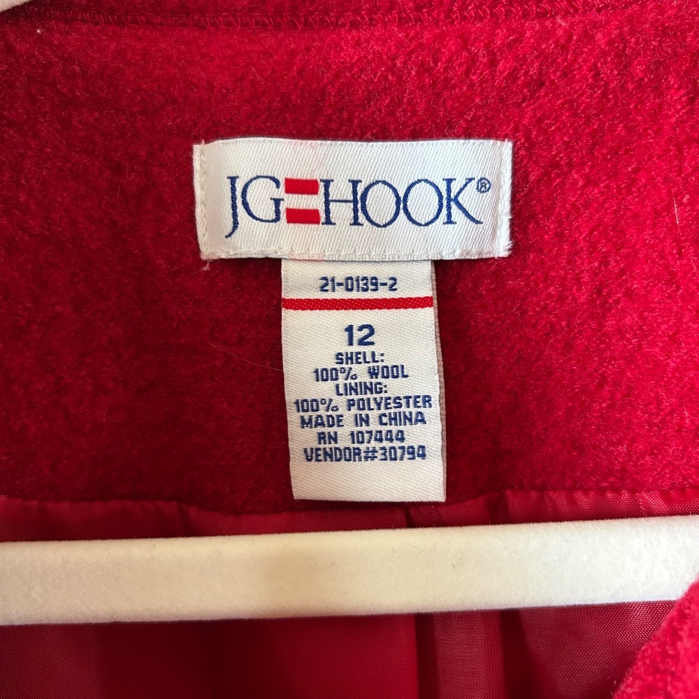 JG Hook Jacket Women's Button Up 100% Wool Red Size 12 - Picture 7 of 8